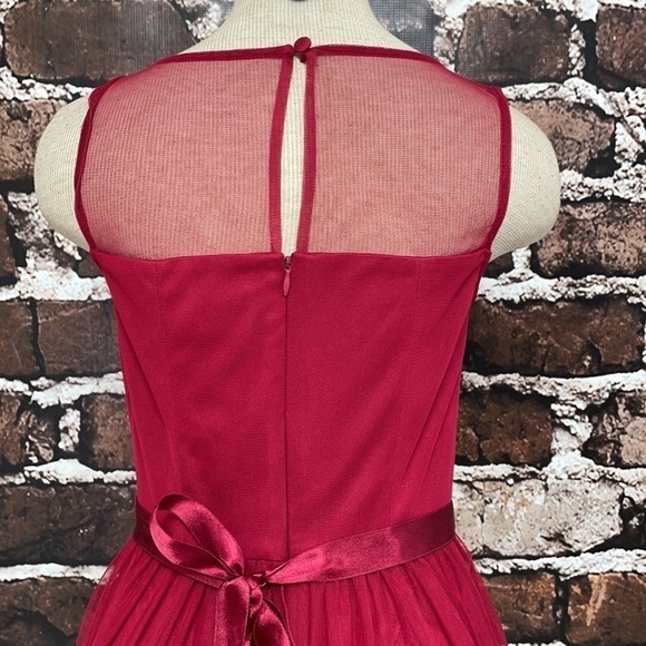 DB Studio Dress Red Christmas Holiday Floral Ribbon Tulle XS - Picture 9 of 14